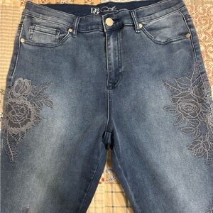 Diane Gilman DG2 Chic Blue Floral Skinny Jeans